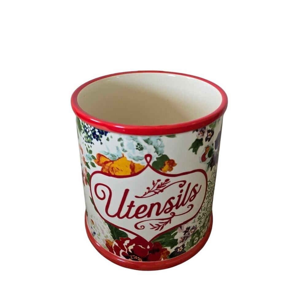 Pioneer Woman Utensil Holder Flowers 8" Large Round